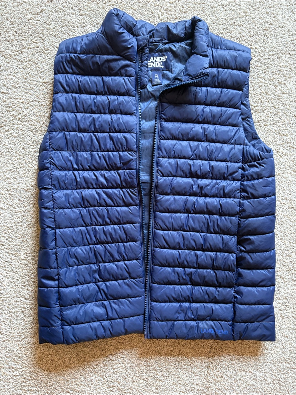 Lands' End Navy Quilted Packable Puffer Vest